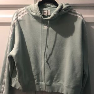 Mint green adidas cropped hoodie, like new!